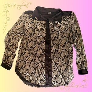 Black and White Paisley Dress Shirt